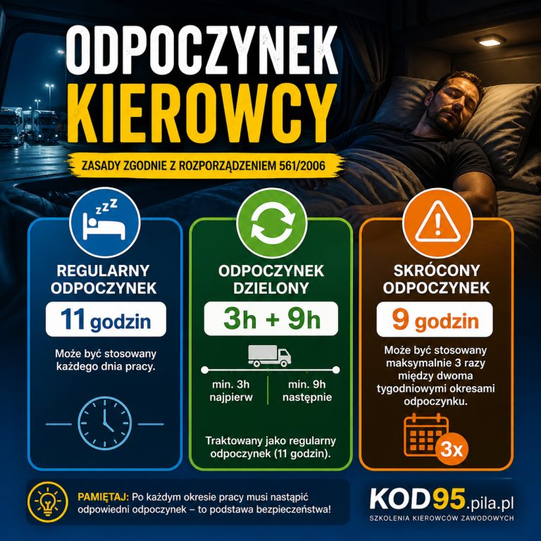 odpoczynek kierowcy 11 godzin 9 godzin odpoczynek dzielony 3+9 przykład