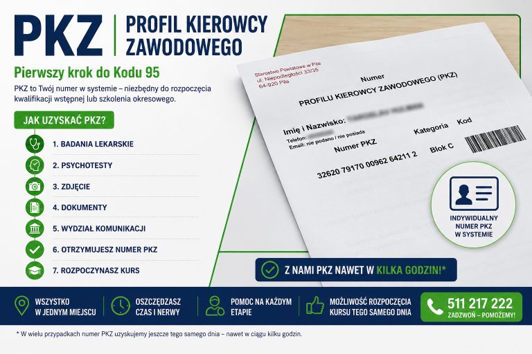 Profil Kierowcy Zawodowego PKZ – dokument potrzebny do rozpoczęcia kwalifikacji zawodowej kierowcy